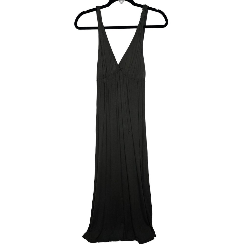 Michael Stars Maxi Dress Size 2 Dark Army Green Sleeveless Knit Knotted Straps